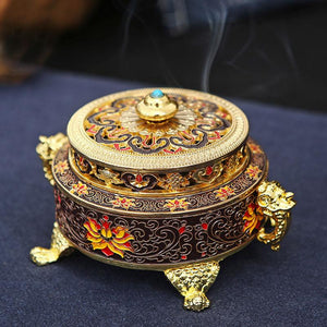 Vintage Tibetan Buddhist Handmade Wealth Incense Burner - FengshuiGallary