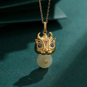 Wealth Bull Jade Necklace-Fengshui Ox Coin - FengshuiGallary