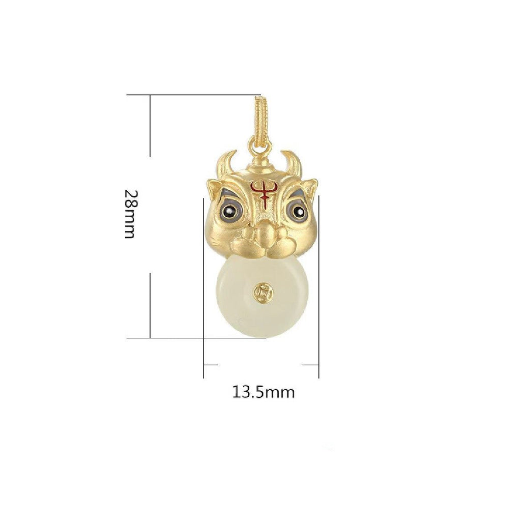 Wealth Bull Jade Necklace-Fengshui Ox Coin - FengshuiGallary