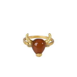 Wealth Bull Zirconia 925 Silver Ring - FengshuiGallary