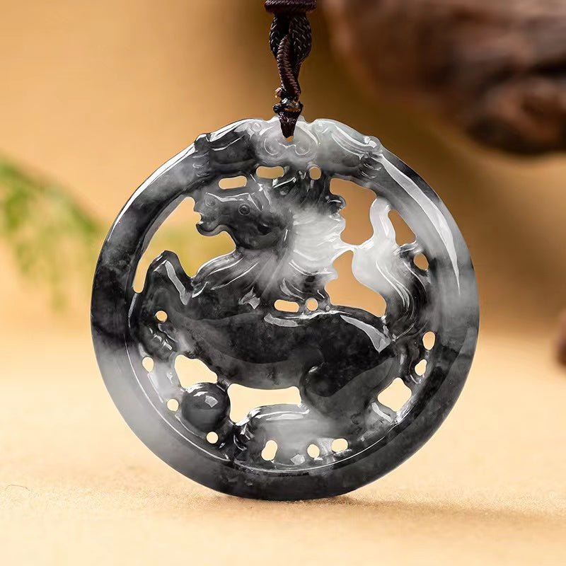 Wealth Horse Jade Pendant-Grade A Jade - FengshuiGallary