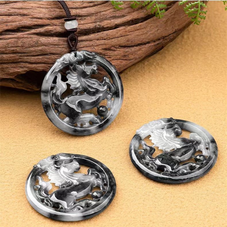 Wealth Horse Jade Pendant-Grade A Jade - FengshuiGallary
