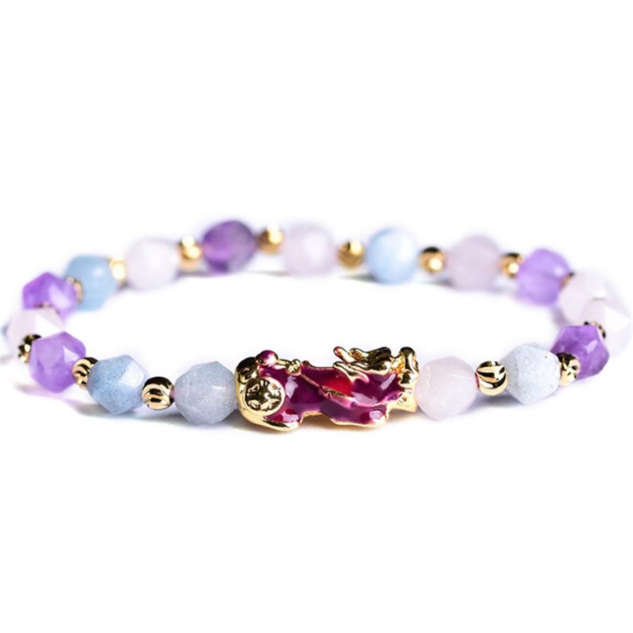 Wealth Pixiu Charm In Natural Amethyst Bracelet - FengshuiGallary