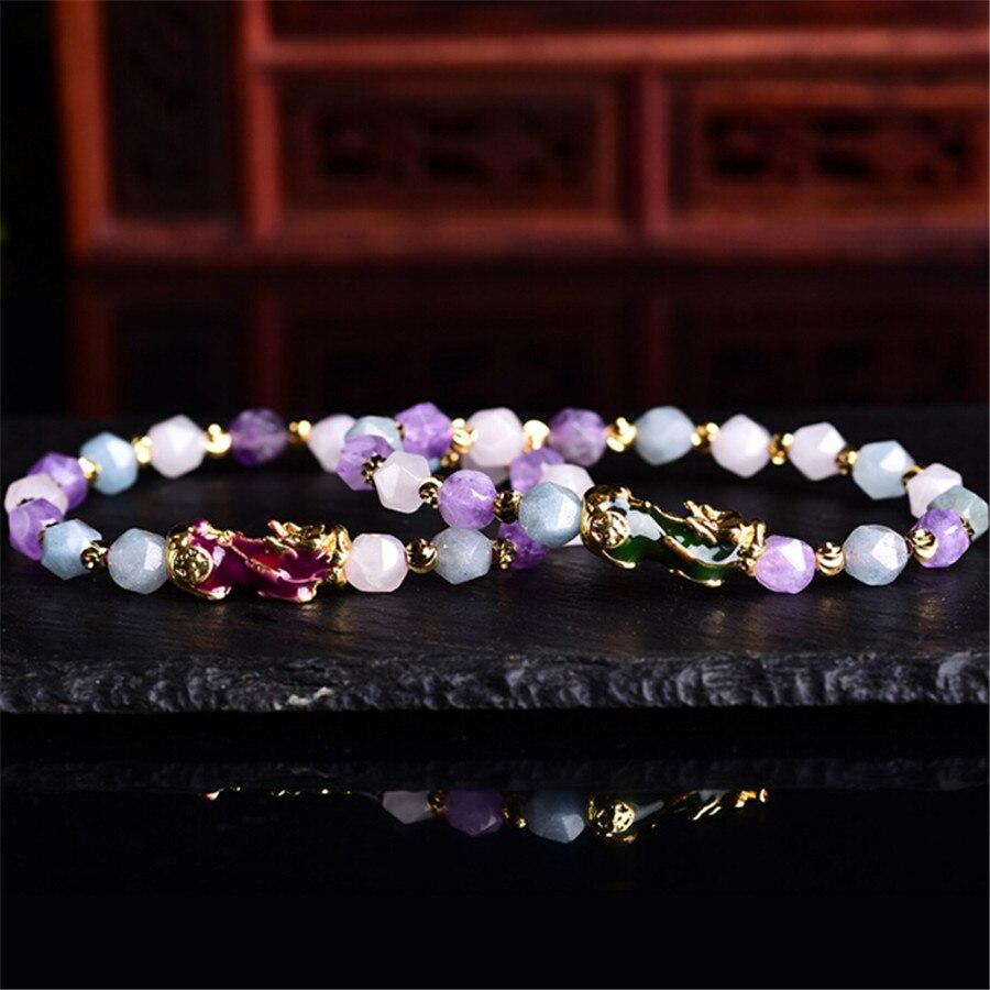 Wealth Pixiu Charm In Natural Amethyst Bracelet - FengshuiGallary