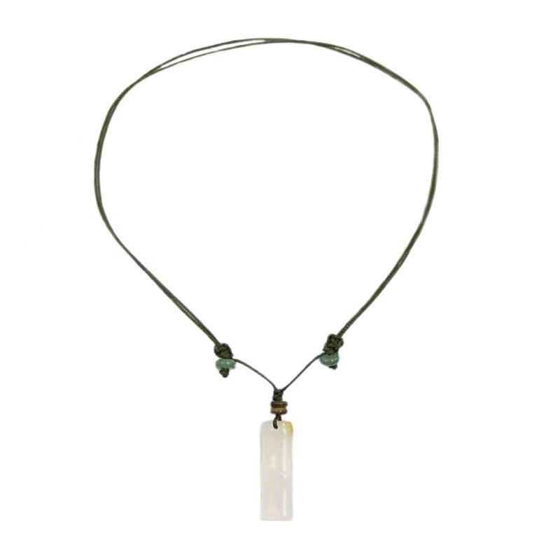 White Agate Lucky Pendant-Auspicious Bamboo - FengshuiGallary