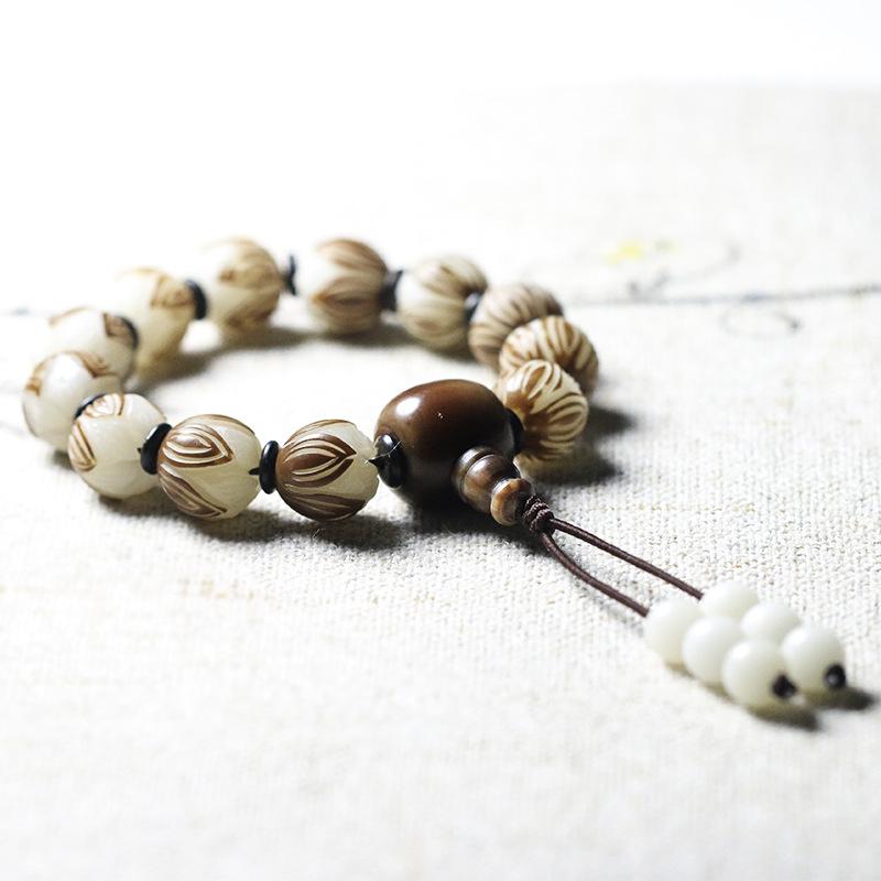 White Bodhi Beads Prayer Bracelet - FengshuiGallary