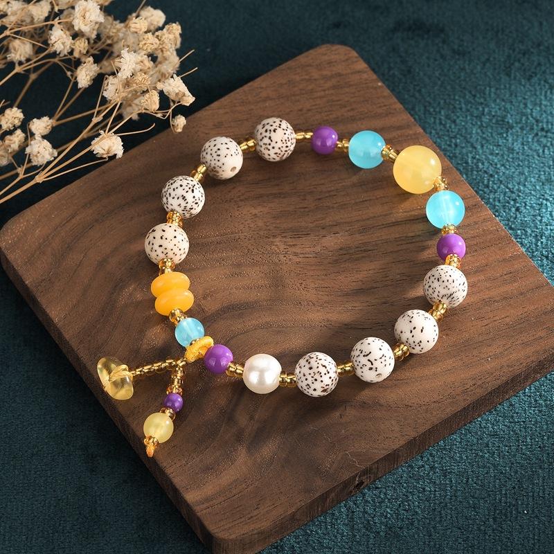 White Bodhi Beads Yellow Jade Lucky Bracelet - FengshuiGallary