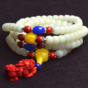 White Bodhi Cinnabar Pixiu Healing Bracelet - FengshuiGallary