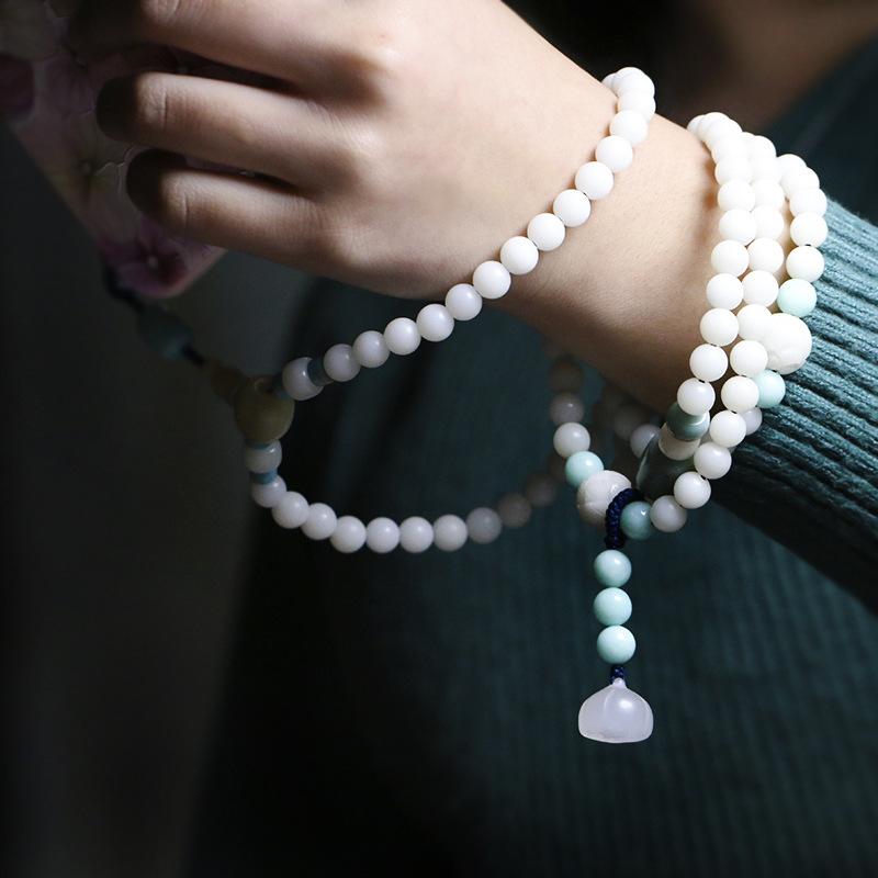 White Bodhi Lotus Flower Bracelet Cell Phone Chain Key Chain - FengshuiGallary