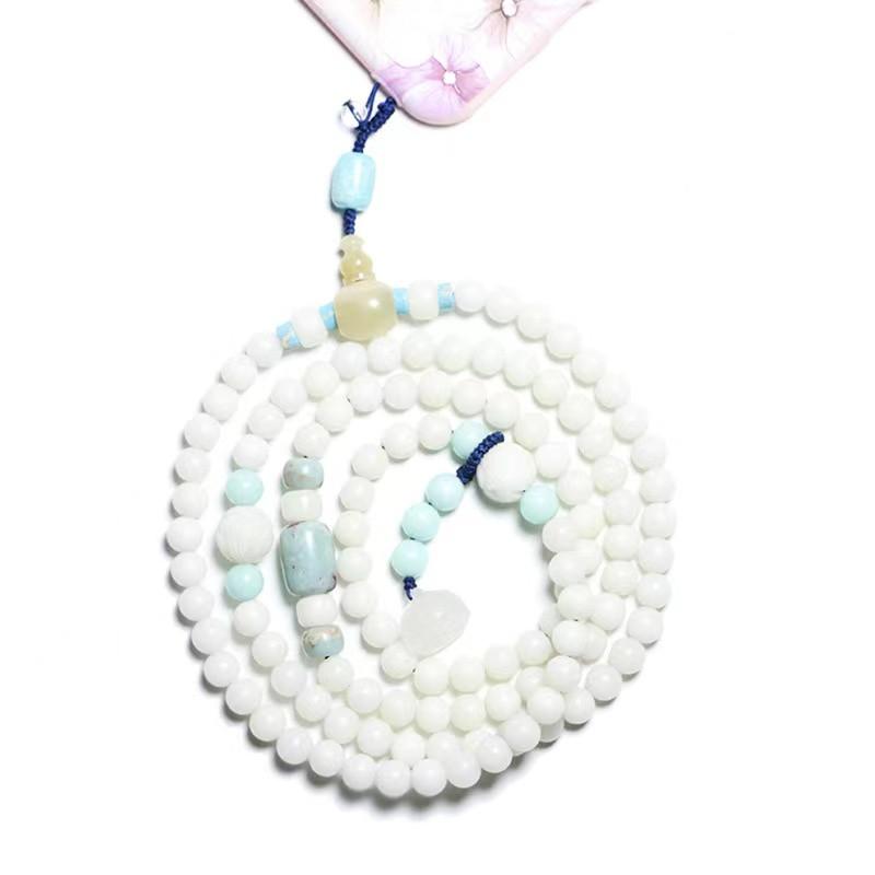 White Bodhi Lotus Flower Bracelet Cell Phone Chain Key Chain - FengshuiGallary