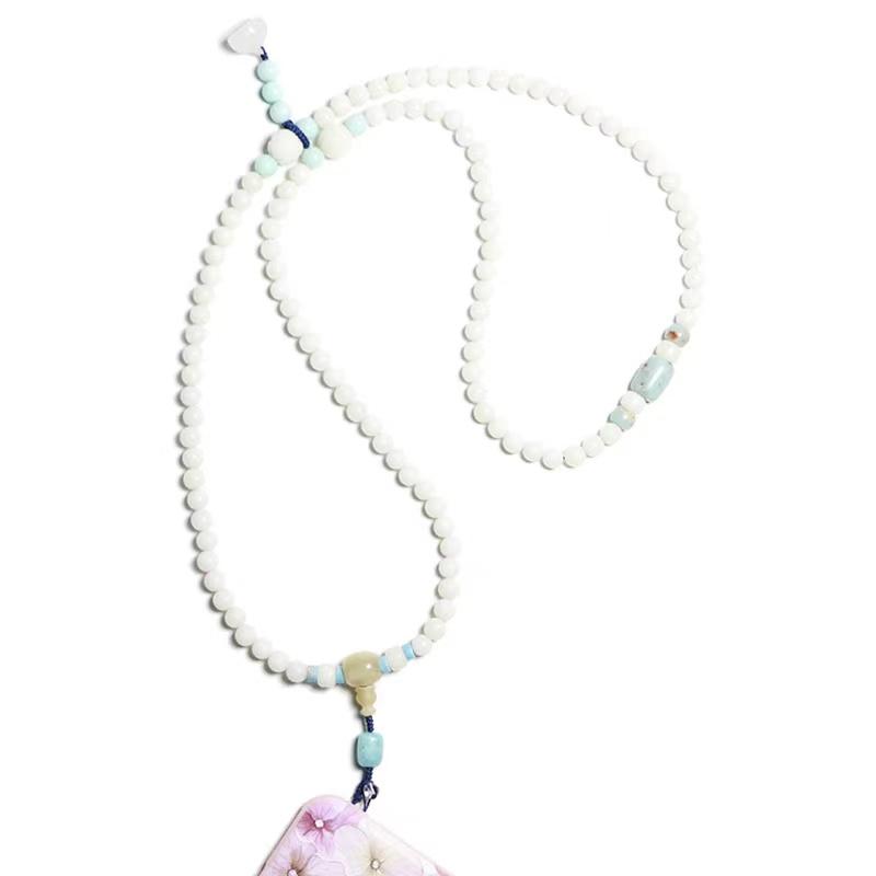 White Bodhi Lotus Flower Bracelet Cell Phone Chain Key Chain - FengshuiGallary