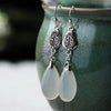 White Chalcedony Earrings-Auspicious Calabash Charm - FengshuiGallary