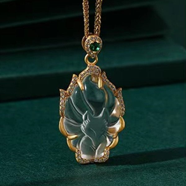 White Crystal Fox Symbol Pendant Necklace - FengshuiGallary