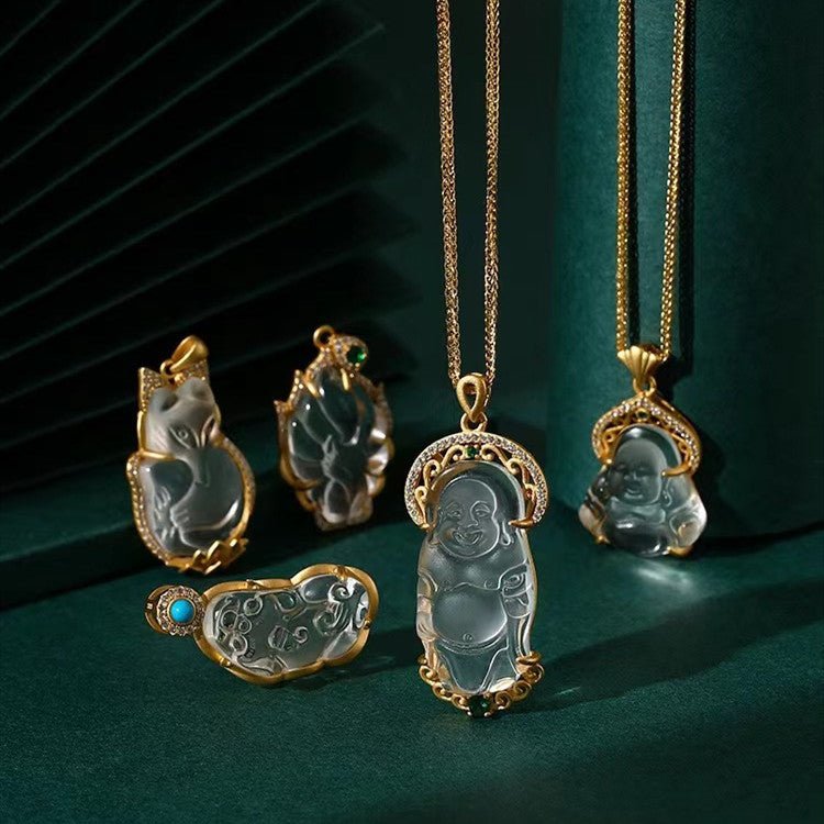 White Crystal Fox Symbol Pendant Necklace - FengshuiGallary