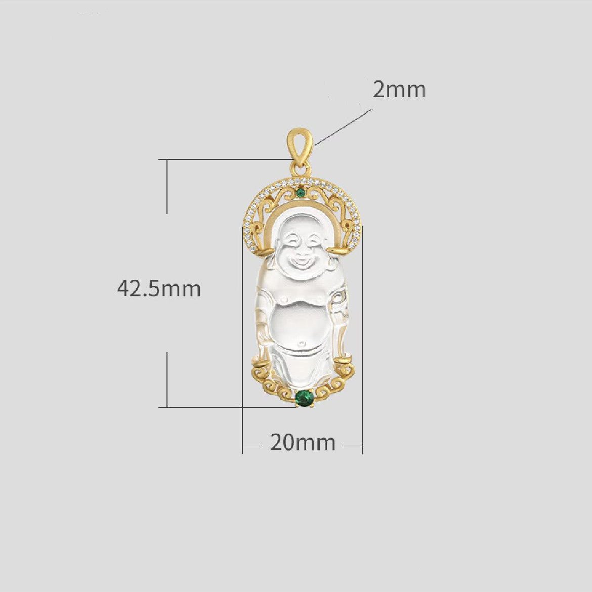 White Crystal Laughing Buddha Pendant Necklace-Zircon Crystal - FengshuiGallary
