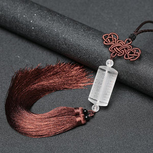 White Crystal Six Ture Words Heart Sutra Lucky Car Pendant - FengshuiGallary