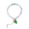 White Jade Bracelet-Green Jade Lotus Leaves - FengshuiGallary