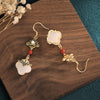 White Jade Cloisonne Pearl Lucky Earring - FengshuiGallary