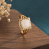 White Jade Cubic Zirconia Wealth Ring - FengshuiGallary