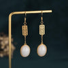 White Jade Double Happiness Lucky Earring - FengshuiGallary