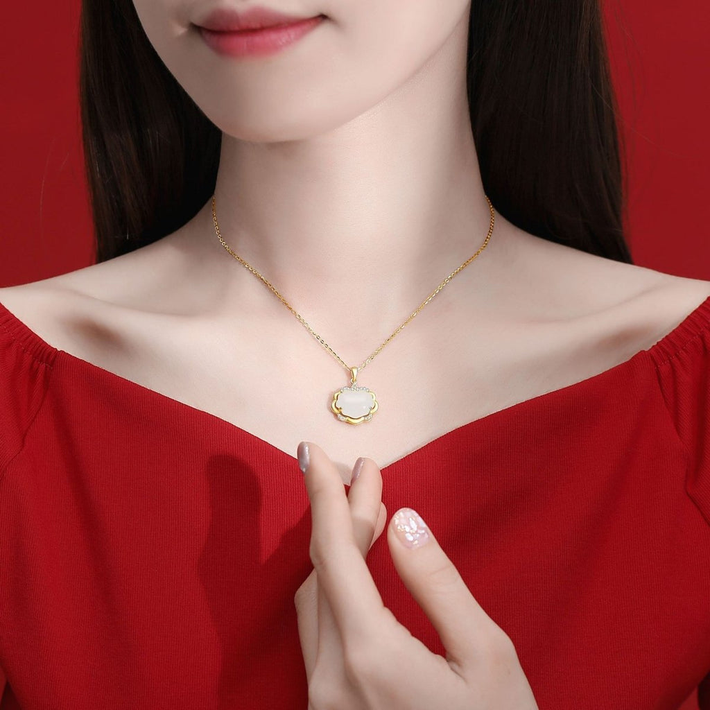 White Jade Feng Shui Clouds Wealth Pendant - FengshuiGallary