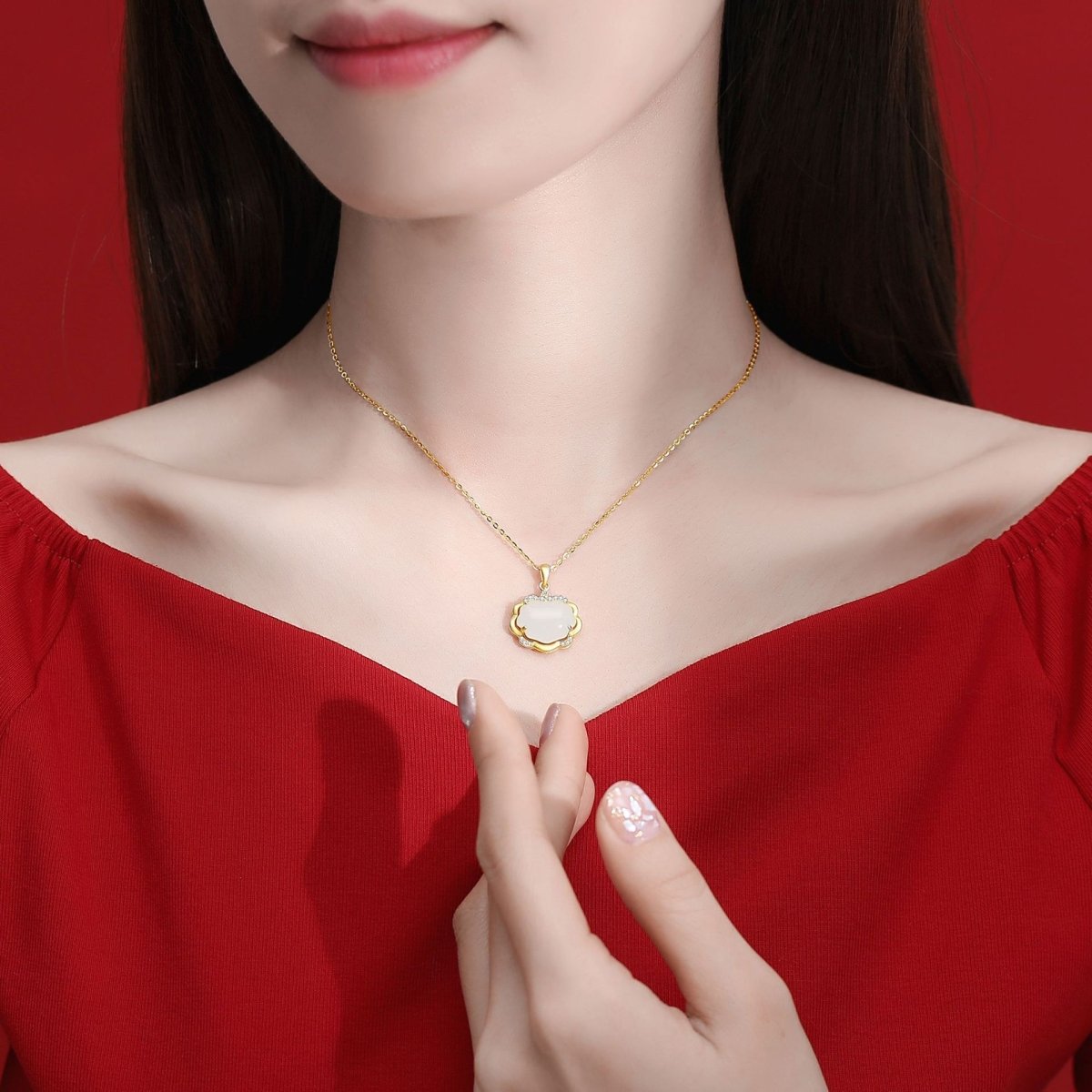 White Jade Feng Shui Clouds Wealth Pendant - FengshuiGallary