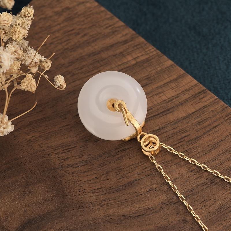 White Jade Feng Shui Clouds Wealth Pendant Necklace - FengshuiGallary