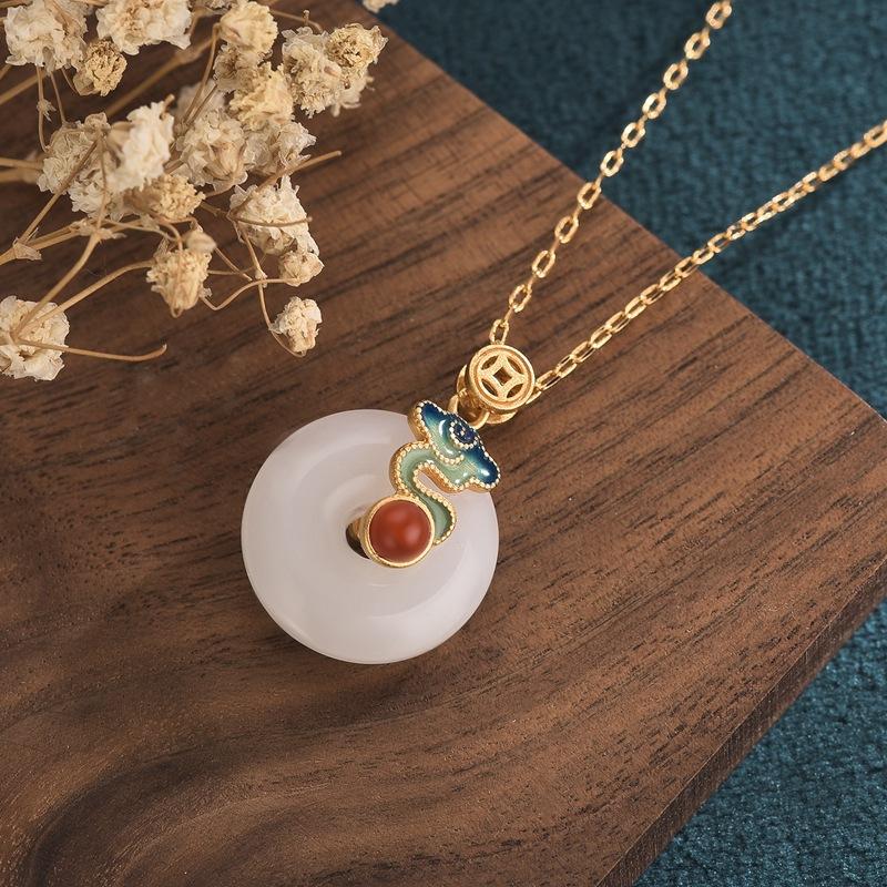 White Jade Feng Shui Clouds Wealth Pendant Necklace - FengshuiGallary