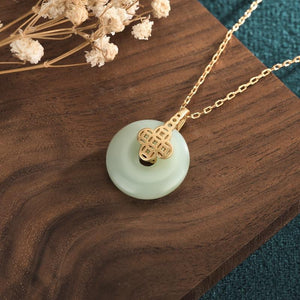 White Jade Feng Shui Coin Wealth Pendant Necklace - FengshuiGallary