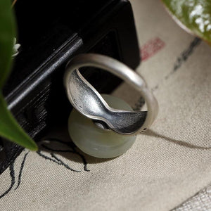 White Jade Fu 925 Silver Ring - FengshuiGallary