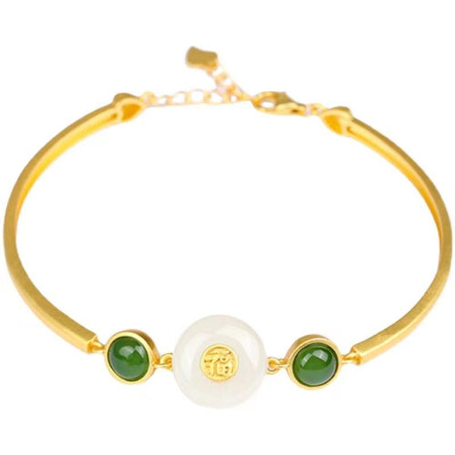 White Jade Fu Fengshui Bangle - FengshuiGallary