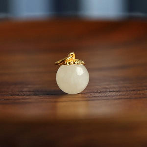 White Jade Full Blessing 24k Gold Pendant Necklace - FengshuiGallary
