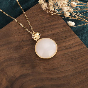 White Jade Gold Ingots Knot Wealth Pendant Necklace - FengshuiGallary