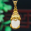 White Jade Gold Pixiu Lucky Pendant Necklace - FengshuiGallary