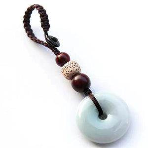White Jade Keychain-Agarwood Bodhi Beads - FengshuiGallary