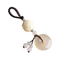 White Jade Keychain-White Lotus Flower - FengshuiGallary