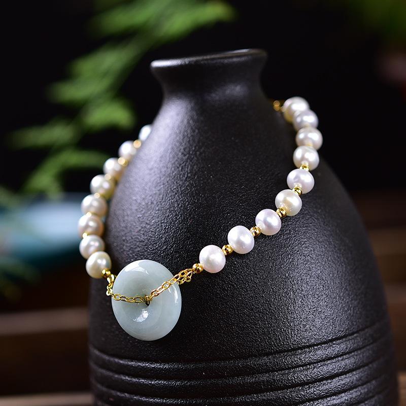White Jade Knot Pearl Beads Bracelet - FengshuiGallary