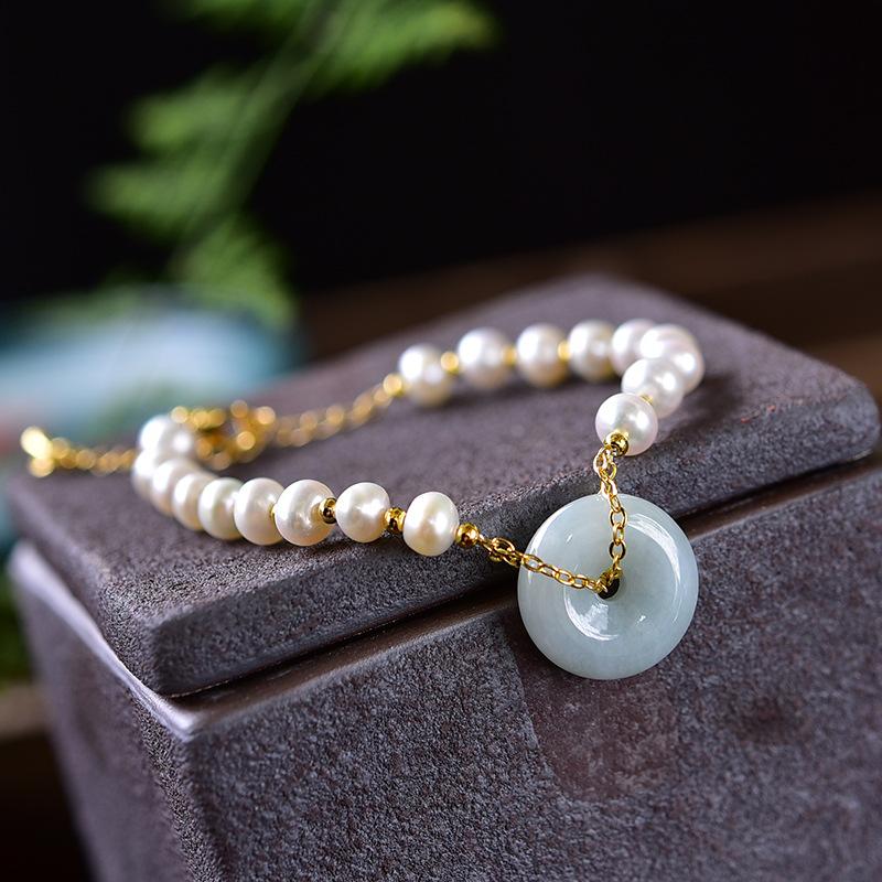 White Jade Knot Pearl Beads Bracelet - FengshuiGallary