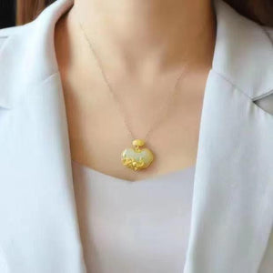 White Jade Koi Fish Lotus Flower Pendant Necklace - FengshuiGallary