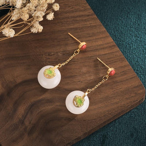 White Jade Lotus Heart Lucky Earring - FengshuiGallary