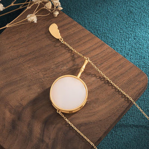 White Jade Orchid Wealth Pendant Necklace - FengshuiGallary
