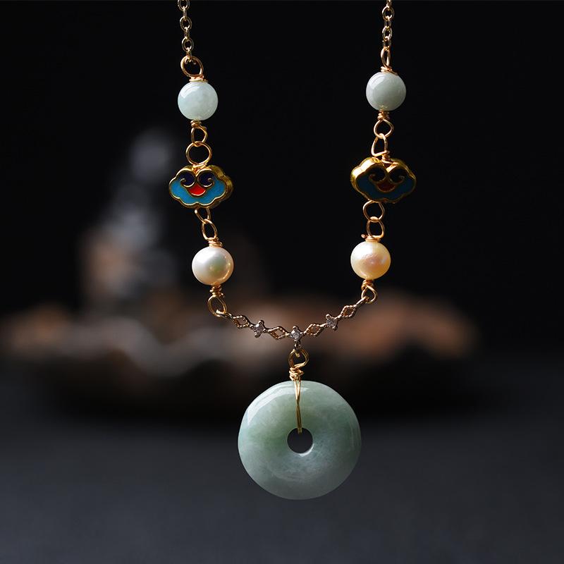 White Jade Pendant Necklace-Auspicious Fengshui Clounds - FengshuiGallary