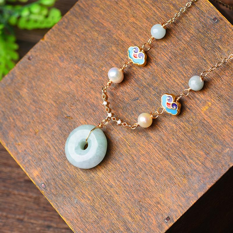 White Jade Pendant Necklace-Auspicious Fengshui Clounds - FengshuiGallary