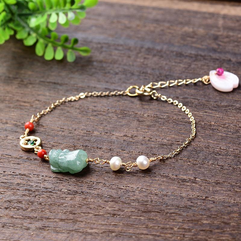 White Jade Pixiu Bracelet-Fengshui Wealth Coins - FengshuiGallary