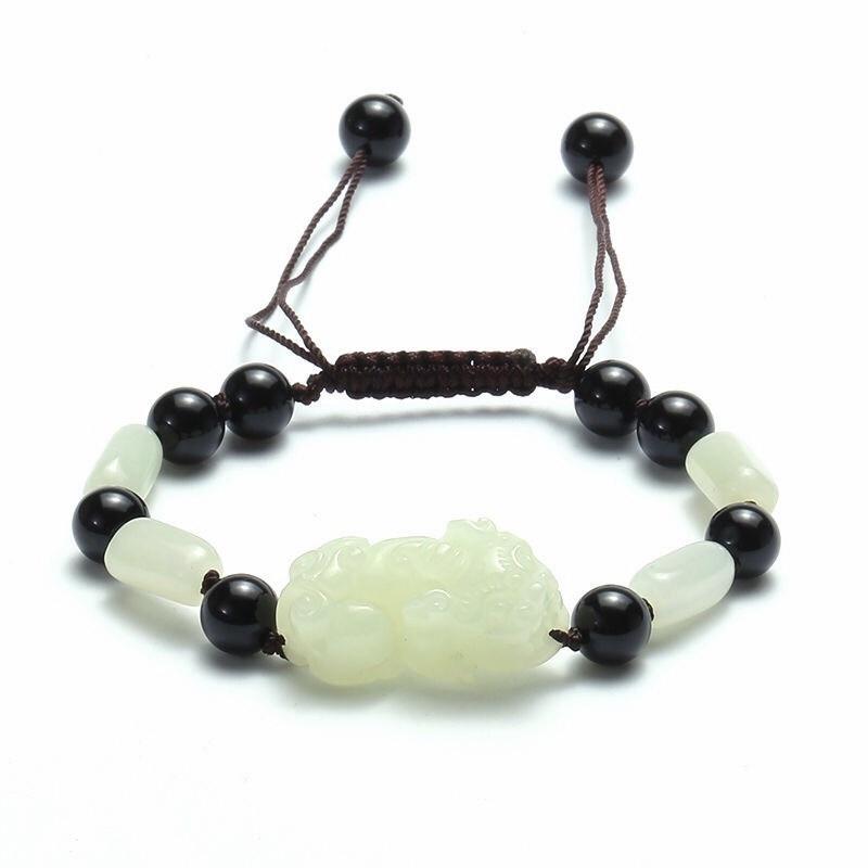 White Jade Pixiu Lucky Bracelet - FengshuiGallary