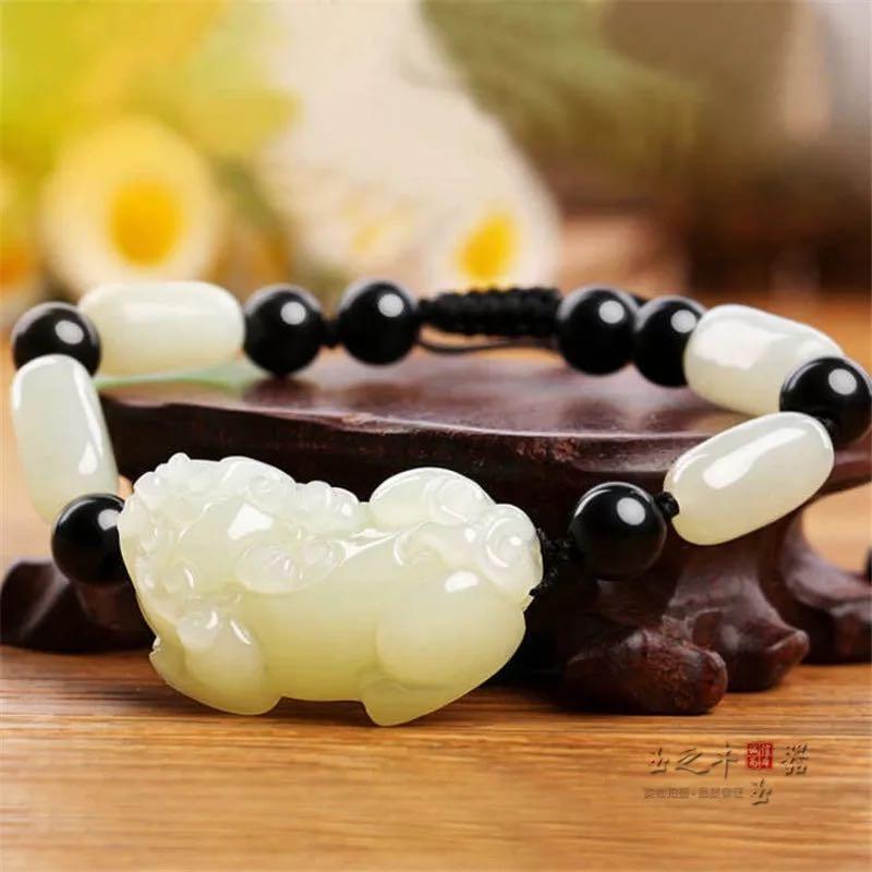 White Jade Pixiu Lucky Bracelet - FengshuiGallary