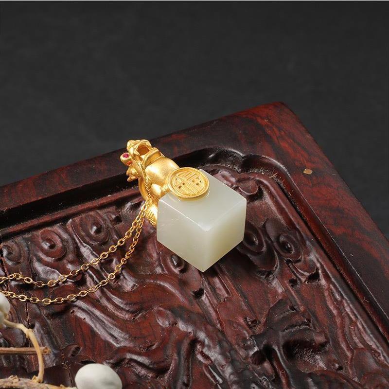 White Jade Pixiu Wealth Necklace - FengshuiGallary