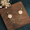 White Jade Plum Flower Tassel Wealth Earring - FengshuiGallary