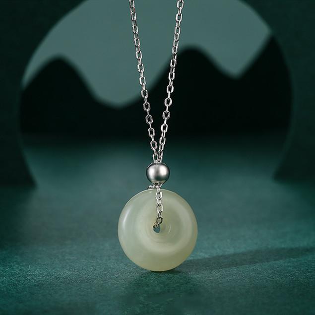 White Jade Stone Pendant Necklace - FengshuiGallary