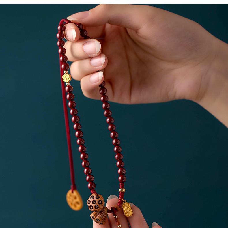 White Lotus Cinnabar Bead Car Pendant - FengshuiGallary